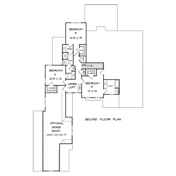 Traditional House Plan Second Floor - Clarksville Bay Craftsman Home 076D-0227 - Search House Plans and More