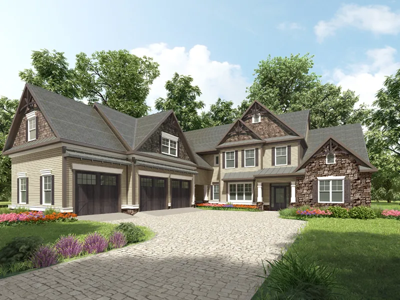 Traditional House Plan Front of Home - Clarksville Bay Craftsman Home 076D-0227 - Search House Plans and More