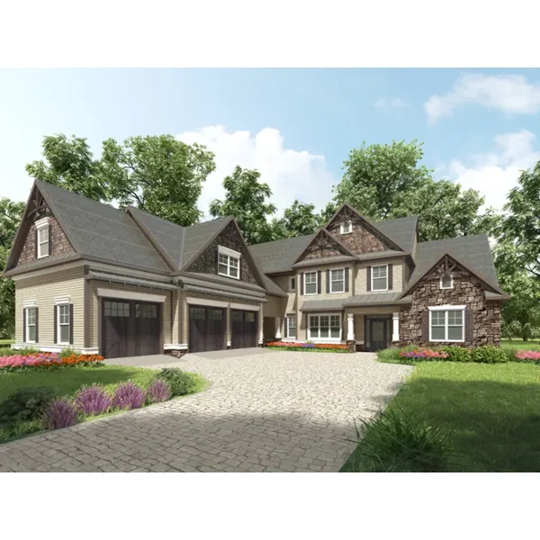 Traditional House Plan Front of Home - Clarksville Bay Craftsman Home 076D-0227 - Search House Plans and More