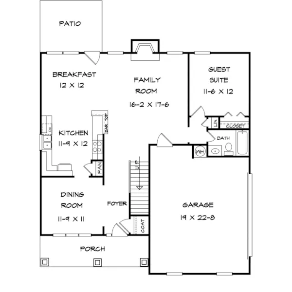 Craftsman House Plan First Floor - Cottage Green Craftsman Home 076D-0228 - Search House Plans and More