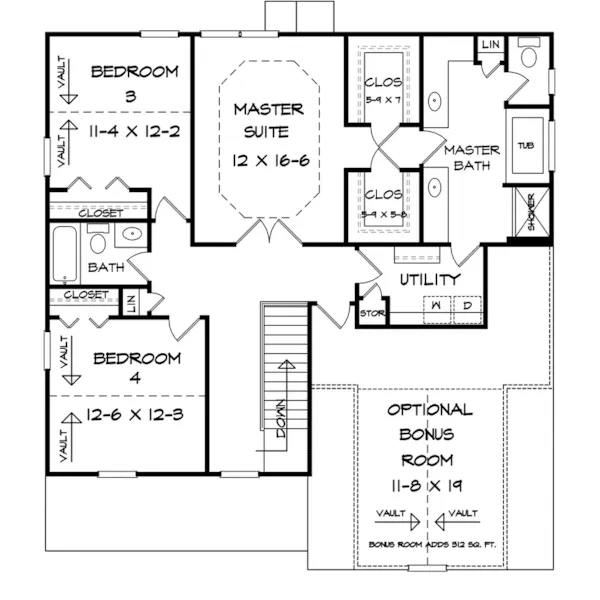 Traditional House Plan Second Floor - Cottage Green Craftsman Home 076D-0228 - Search House Plans and More