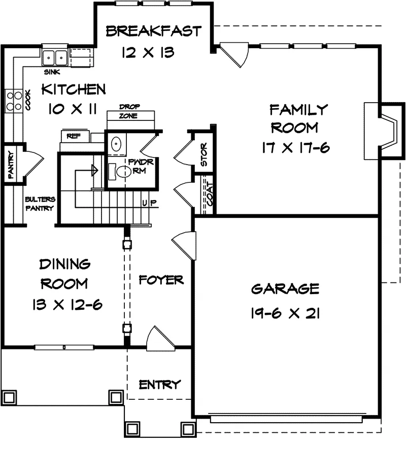 Traditional House Plan First Floor - Edenton Craftsman Home 076D-0229 - Search House Plans and More