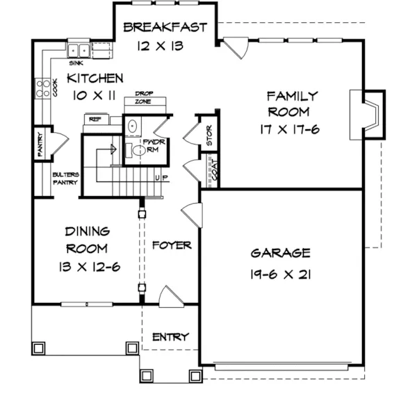 Craftsman House Plan First Floor - Edenton Craftsman Home 076D-0229 - Search House Plans and More