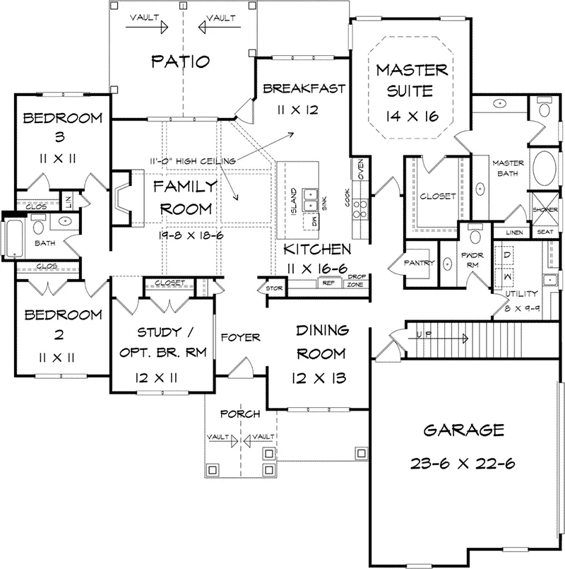 Country House Plan First Floor - Ellaville Lane Craftsman Home 076D-0230 - Search House Plans and More