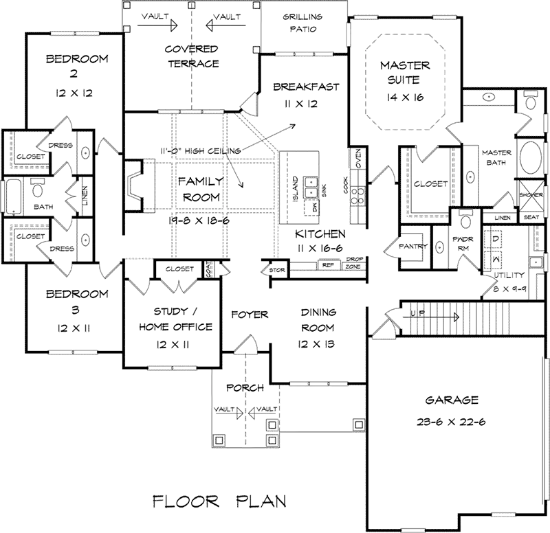 Ranch House Plan First Floor - Evansville Park Craftsman Home 076D-0231 - Search House Plans and More