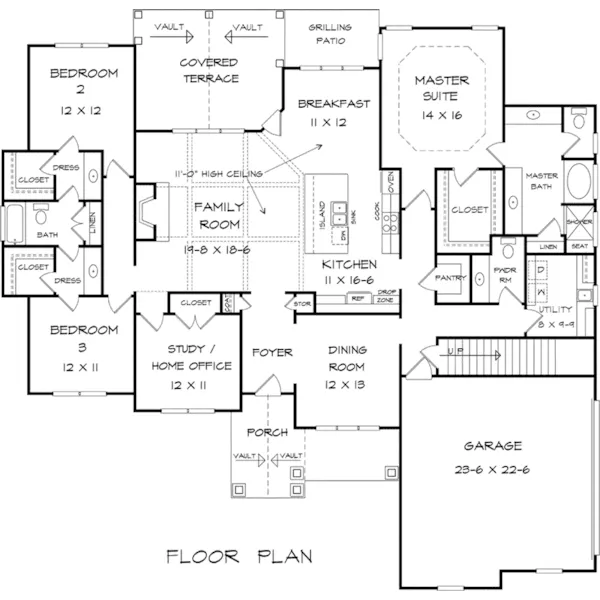 Traditional House Plan First Floor - Evansville Park Craftsman Home 076D-0231 - Search House Plans and More