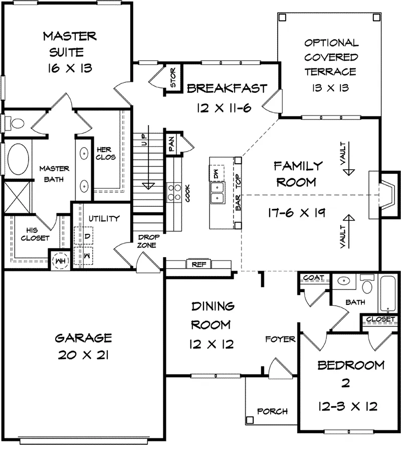 Traditional House Plan First Floor - Grovetown Park Country Home 076D-0232 - Search House Plans and More