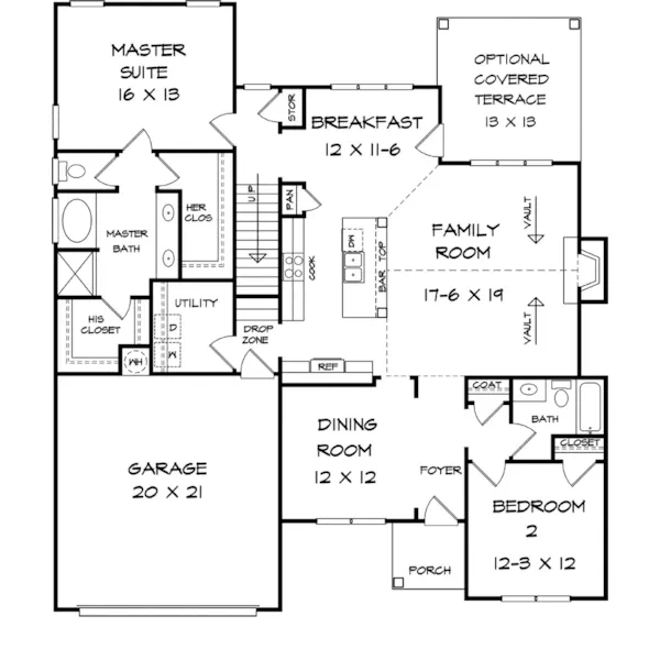 Traditional House Plan First Floor - Grovetown Park Country Home 076D-0232 - Search House Plans and More