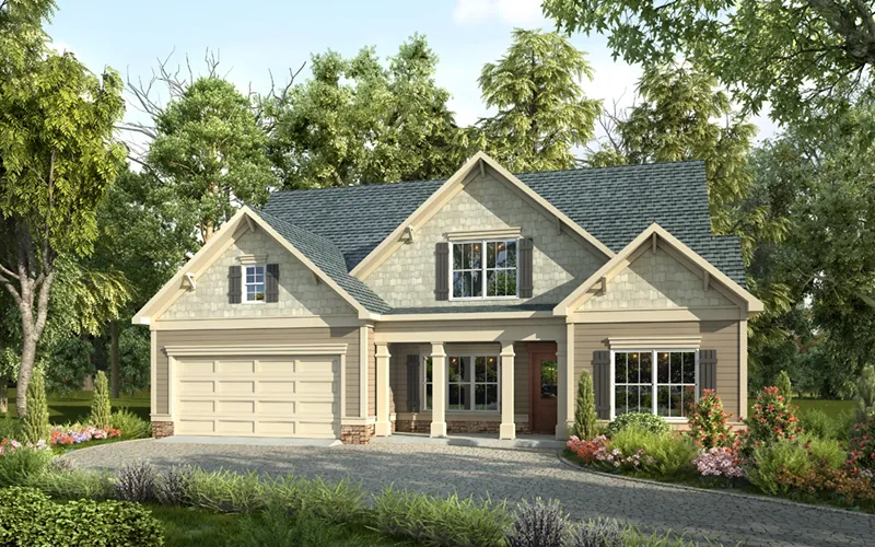 Traditional House Plan Front of Home - Grovetown Park Country Home 076D-0232 - Search House Plans and More