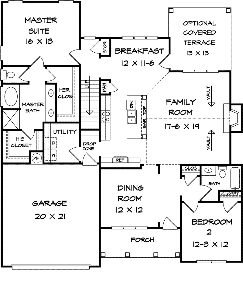 Craftsman House Plan First Floor - Grovetown Hill Craftsman Home 076D-0234 - Search House Plans and More