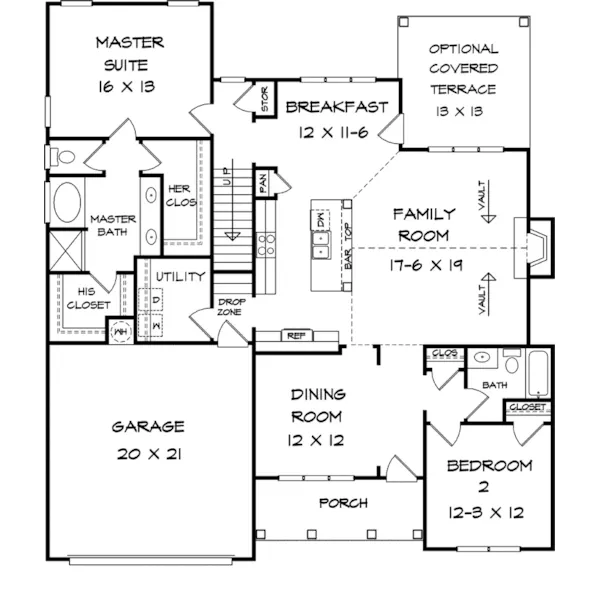 Craftsman House Plan First Floor - Grovetown Hill Craftsman Home 076D-0234 - Search House Plans and More