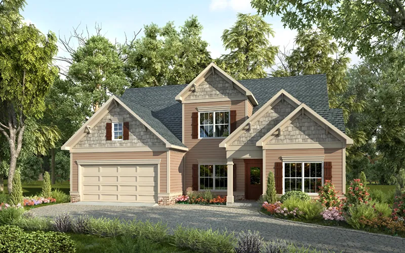 Craftsman House Plan Front of Home - Grovetown Bay Country Home 076D-0236 - Search House Plans and More