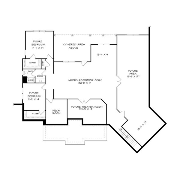 Ranch House Plan Basement Floor - Heritage Park Craftsman Home 076D-0238 - Search House Plans and More