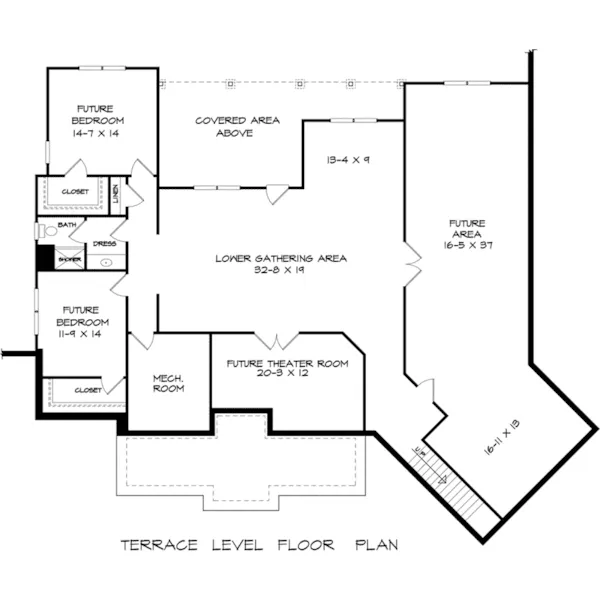 Ranch House Plan Lower Level Floor - Heritage Park Craftsman Home 076D-0238 - Search House Plans and More