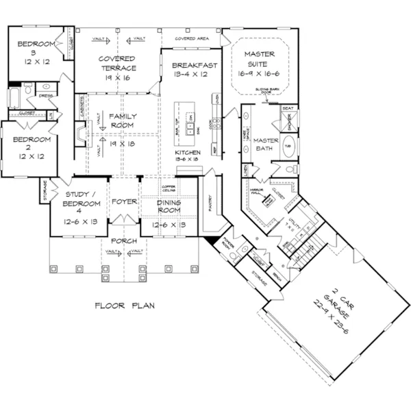 Craftsman House Plan First Floor - Highland Parc Craftsman Home 076D-0239 - Search House Plans and More