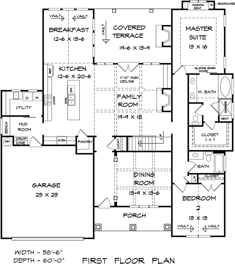 Craftsman House Plan First Floor - Marcus Creek Craftsman Home 076D-0241 - Shop House Plans and More