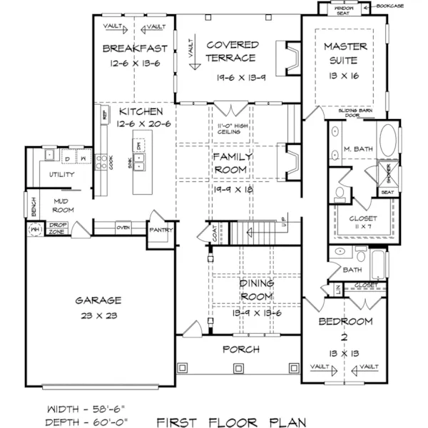 Craftsman House Plan First Floor - Marcus Creek Craftsman Home 076D-0241 - Shop House Plans and More