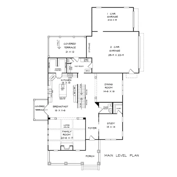 Craftsman House Plan First Floor - Maryville Lane Southern Home 076D-0243 - Shop House Plans and More