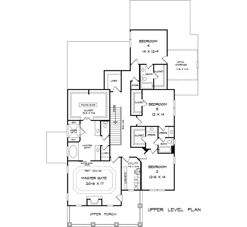 Craftsman House Plan Second Floor - Maryville Lane Southern Home 076D-0243 - Shop House Plans and More