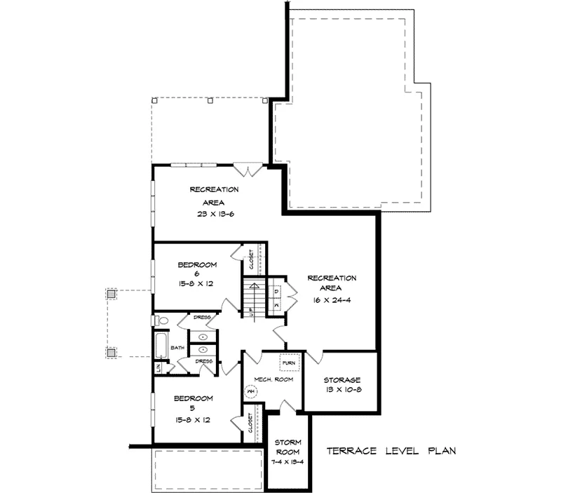 Traditional House Plan Lower Level Floor - Maryville Lane Southern Home 076D-0243 - Shop House Plans and More