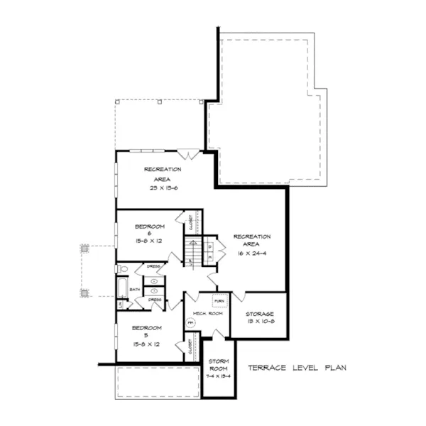 Craftsman House Plan Lower Level Floor - Maryville Lane Southern Home 076D-0243 - Shop House Plans and More