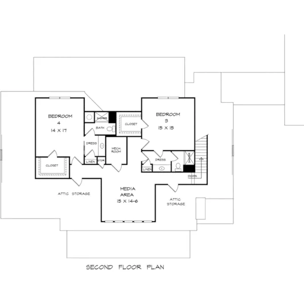 Traditional House Plan Second Floor - Oak Grove Lane Country Home 076D-0244 - Shop House Plans and More