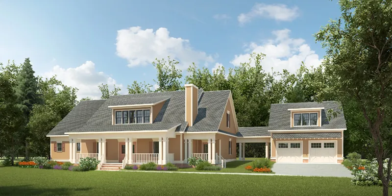 Traditional House Plan Front of Home - Oakdale Farm Country Home 076D-0245 - Shop House Plans and More