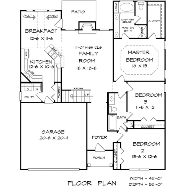 Ranch House Plan First Floor - Westpark Way Ranch Home 076D-0253 - Shop House Plans and More