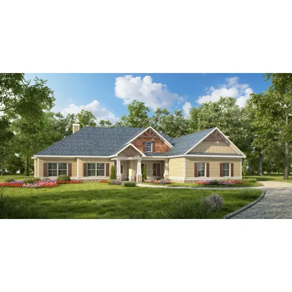 Ranch House Plan Front of Home - Wrightsville Craftsman Home 076D-0255 - Shop House Plans and More