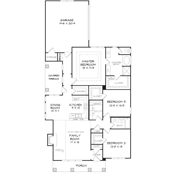 Traditional House Plan First Floor - Adamsville Bay Ranch Home 076D-0256 - Search House Plans and More