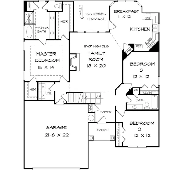 Ranch House Plan First Floor - Alderman Shingle Ranch Home 076D-0259 - Search House Plans and More