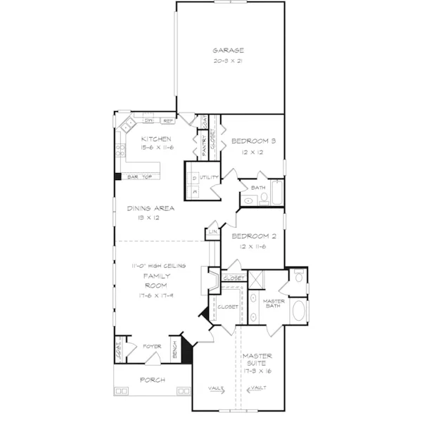 Craftsman House Plan First Floor - Kirksville Craftsman Home 076D-0261 - Search House Plans and More