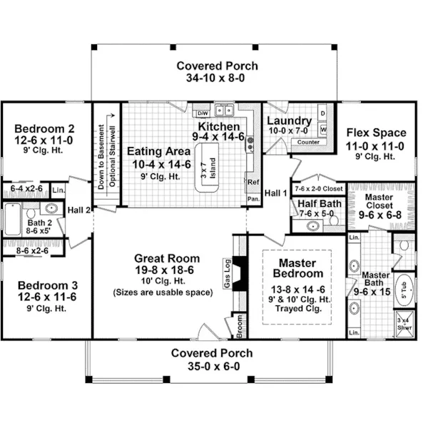 Shingle House Plan First Floor - Brandywine Two-Story Home 076D-0266 - Shop House Plans and More