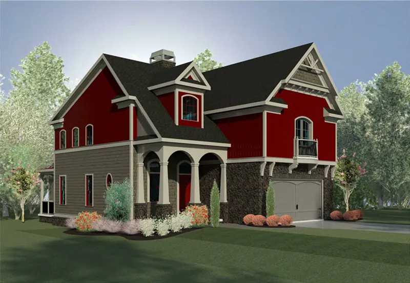 Arts & Crafts House Plan Front of Home - 076D-0266 - Shop House Plans and More