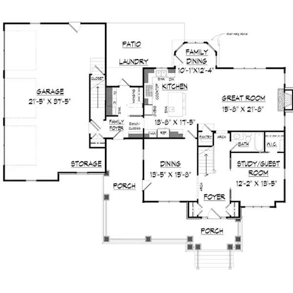 Craftsman House Plan First Floor - Wildwood Creek Craftsman Home 076D-0270 - Shop House Plans and More