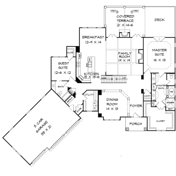 Arts & Crafts House Plan First Floor - Crenshaw Park Craftsman Home 076D-0272 - Search House Plans and More