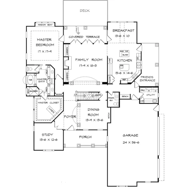 Craftsman House Plan First Floor - Grantsburg Craftsman Home 076D-0273 - Search House Plans and More