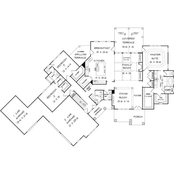 Traditional House Plan First Floor - Berk Shire Craftsman Home 076D-0276 - Search House Plans and More