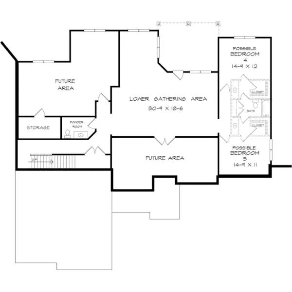 Traditional House Plan Lower Level Floor - Ellen Wood Craftsman Home 076D-0277 - Search House Plans and More