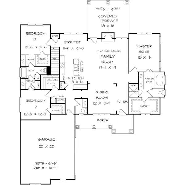 Craftsman House Plan First Floor - Blacksburg Lane Craftsman Home 076D-0280 - Search House Plans and More