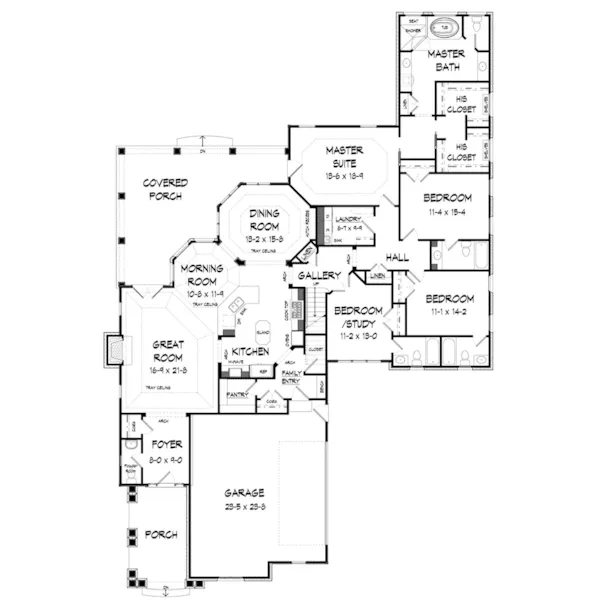 Traditional House Plan First Floor - Lofton Craftsman Home 076D-0283 - Shop House Plans and More