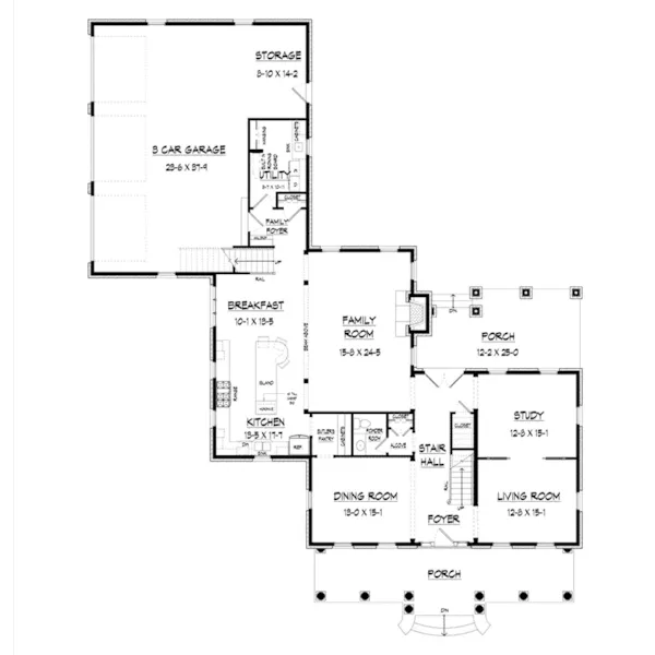 Traditional House Plan First Floor - Westbury Georgian Home 076D-0284 - Shop House Plans and More