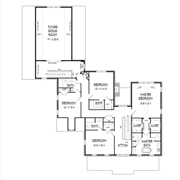 Traditional House Plan Second Floor - Westbury Georgian Home 076D-0284 - Shop House Plans and More