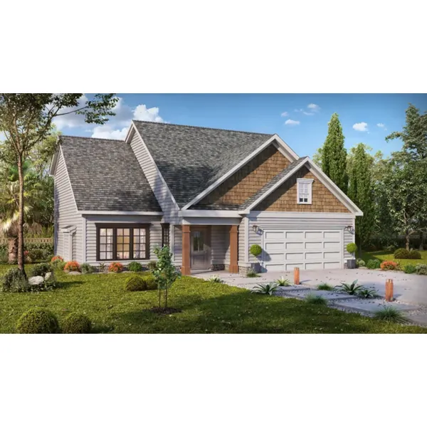 Ranch House Plan Front of Home - Austinville Bay Ranch Home 076D-0287 - Shop House Plans and More