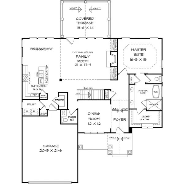 Ranch House Plan First Floor - Burnsville Craftsman Home 076D-0290 - Shop House Plans and More