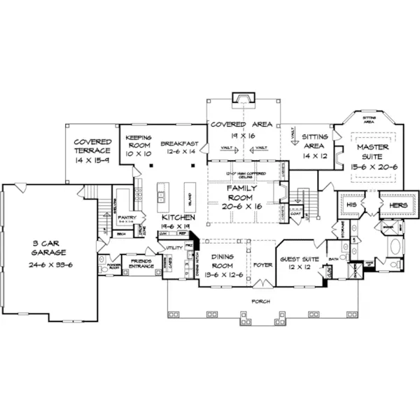 Shingle House Plan First Floor - Chatham Ridge Luxury Home 076D-0292 - Shop House Plans and More