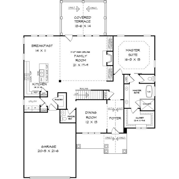 Traditional House Plan First Floor - Crofton Park Craftsman Home 076D-0293 - Shop House Plans and More