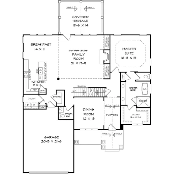 Traditional House Plan Lower Level Floor - Crofton Park Craftsman Home 076D-0293 - Shop House Plans and More