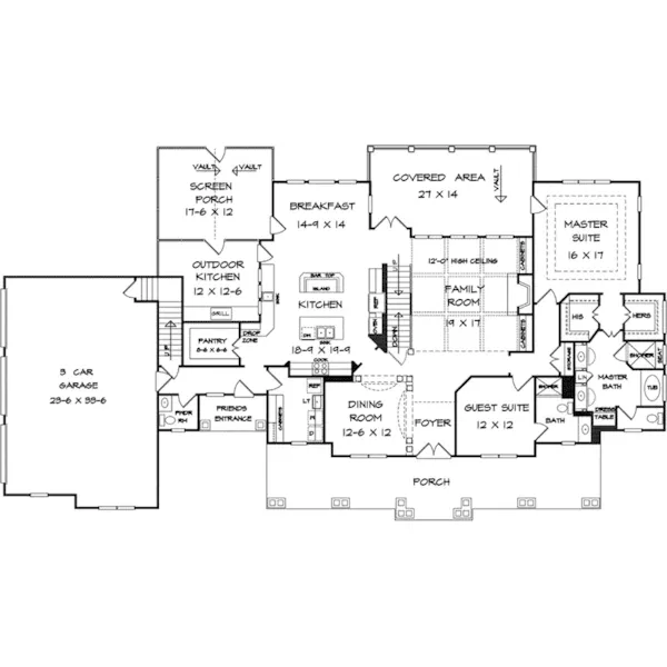 Farmhouse Plan First Floor - Keaton Ridge Luxury Home 076D-0296 - Shop House Plans and More