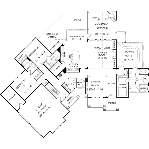 Country House Plan First Floor - Braden Park Craftsman Home 076D-0297 - Shop House Plans and More